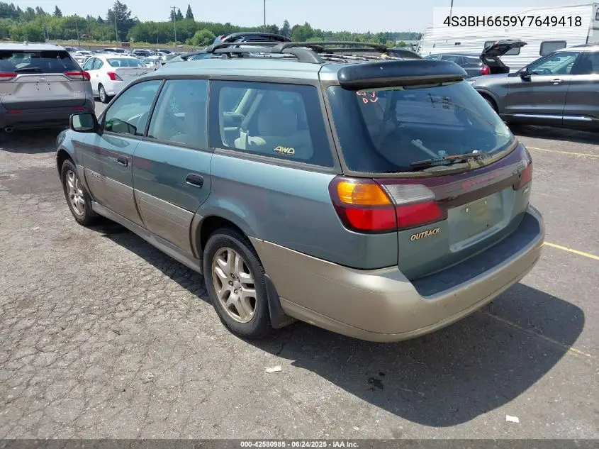 2000 Subaru Outback VIN: 4S3BH6659Y7649418 Lot: 42580985