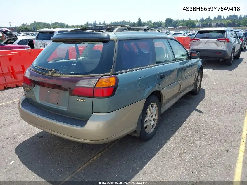 2000 Subaru Outback VIN: 4S3BH6659Y7649418 Lot: 42580985