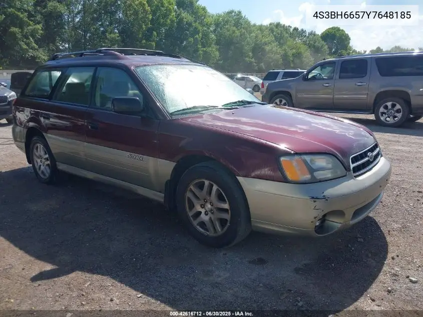 2000 Subaru Outback VIN: 4S3BH6657Y7648185 Lot: 42616712