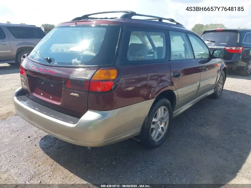 2000 Subaru Outback VIN: 4S3BH6657Y7648185 Lot: 42616712
