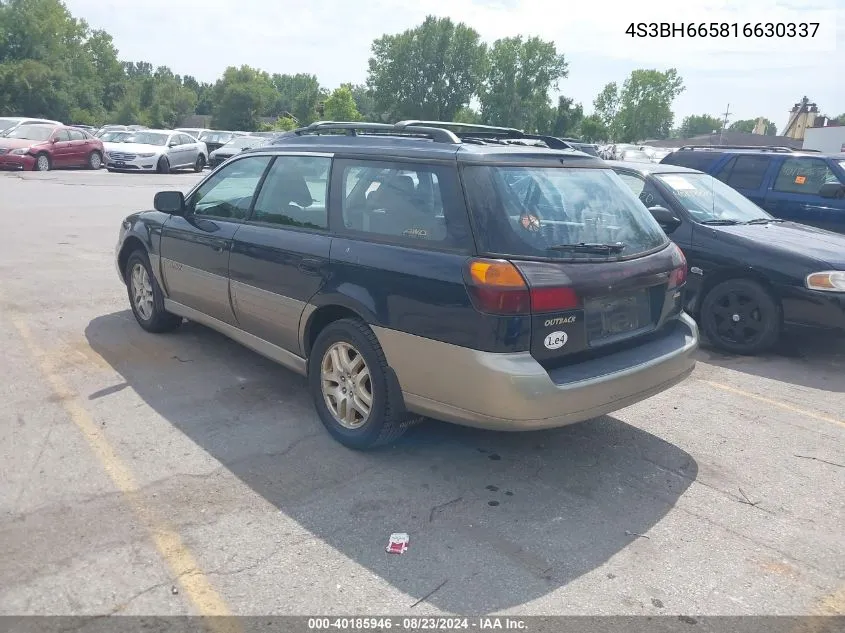 2001 Subaru Outback VIN: 4S3BH665816630337 Lot: 40185946