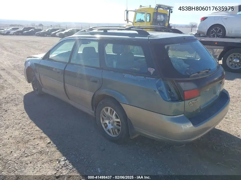 2001 Subaru Outback H6-3.0 VIN: 4S3BH806017635975 Lot: 41498437