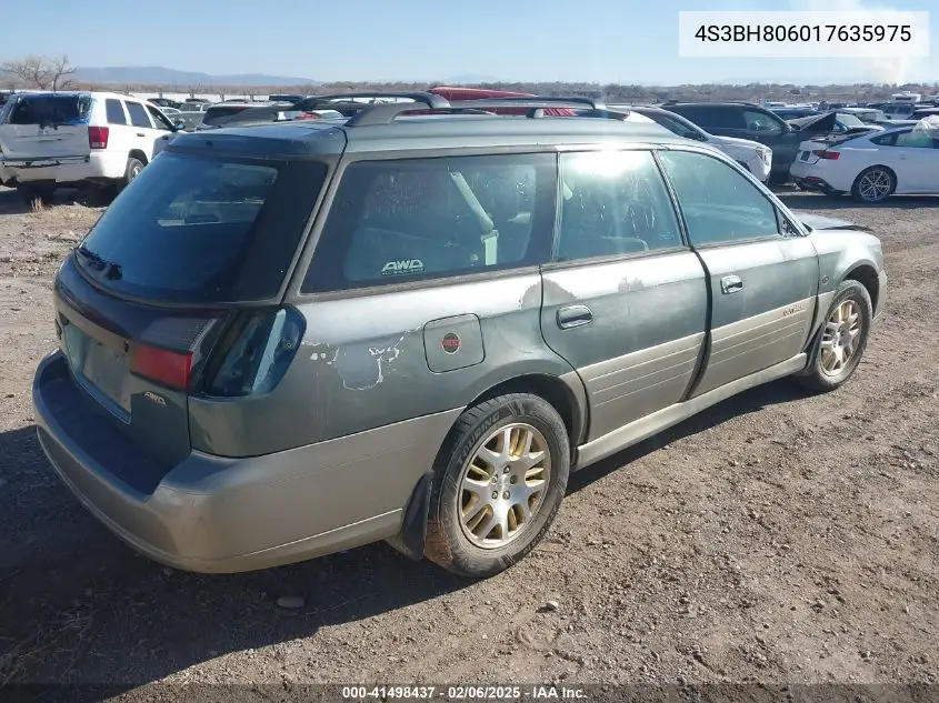 2001 Subaru Outback H6-3.0 VIN: 4S3BH806017635975 Lot: 41498437