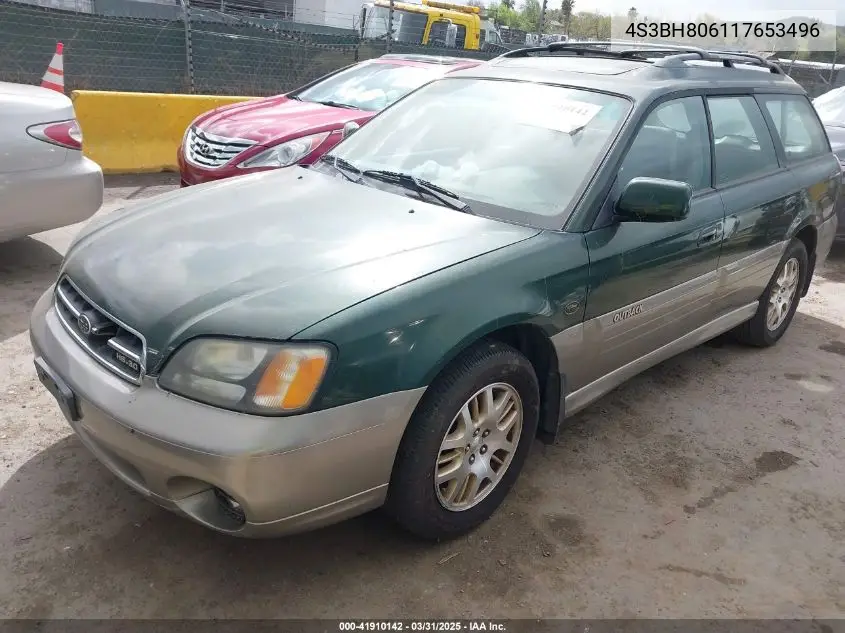 2001 Subaru Outback H6-3.0 VIN: 4S3BH806117653496 Lot: 41910142