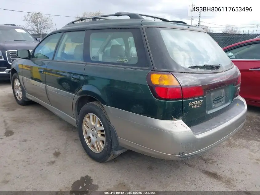 2001 Subaru Outback H6-3.0 VIN: 4S3BH806117653496 Lot: 41910142