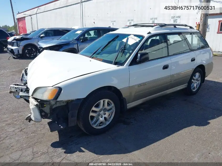 2001 Subaru Outback VIN: 4S3BH675717600531 Lot: 42100768