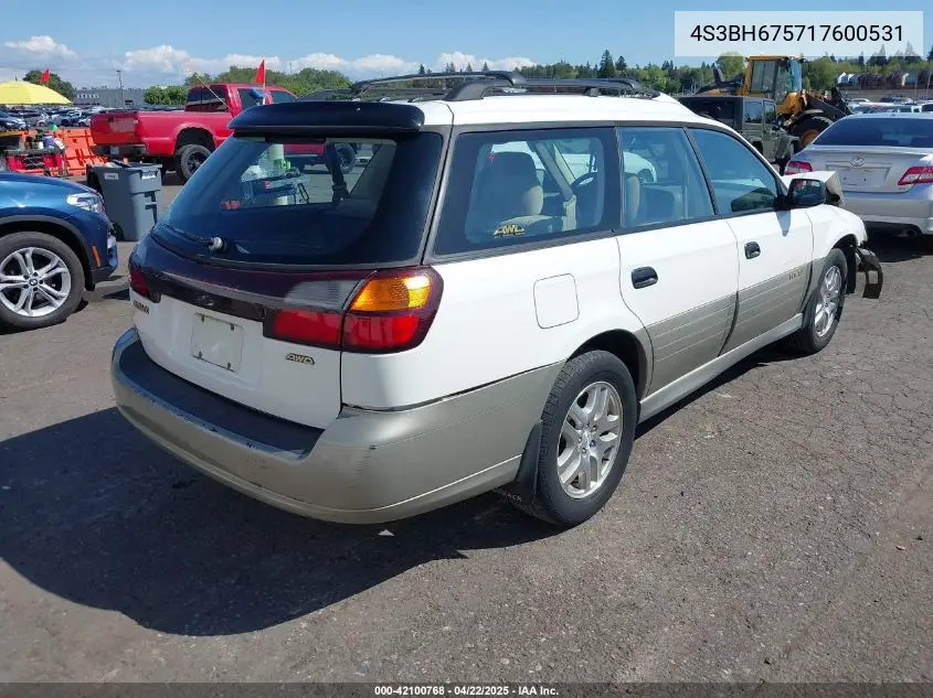 2001 Subaru Outback VIN: 4S3BH675717600531 Lot: 42100768