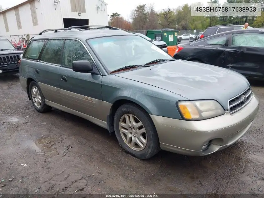 2001 Subaru Outback VIN: 4S3BH675817638933 Lot: 42167461