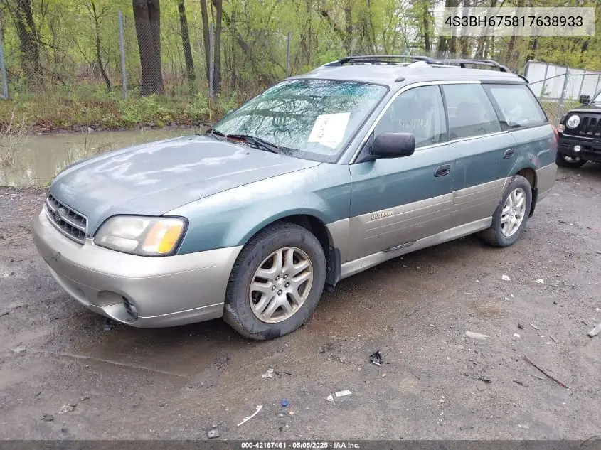 2001 Subaru Outback VIN: 4S3BH675817638933 Lot: 42167461
