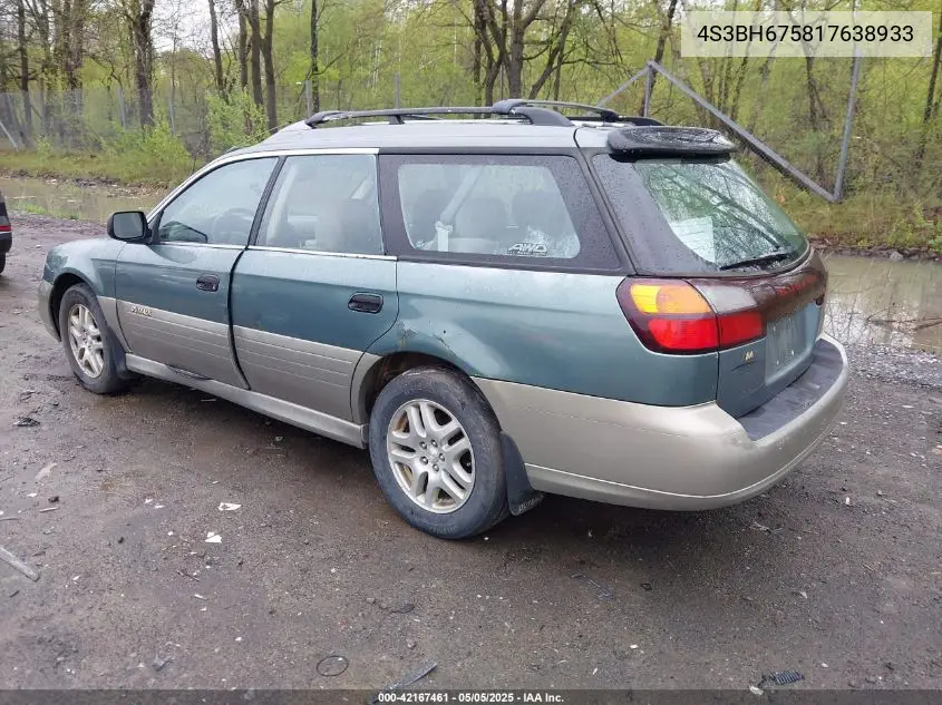 2001 Subaru Outback VIN: 4S3BH675817638933 Lot: 42167461