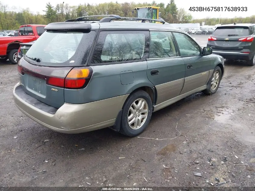 2001 Subaru Outback VIN: 4S3BH675817638933 Lot: 42167461