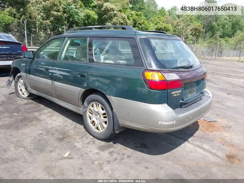 2001 Subaru Outback H6-3.0 VIN: 4S3BH806017650413 Lot: 42172039
