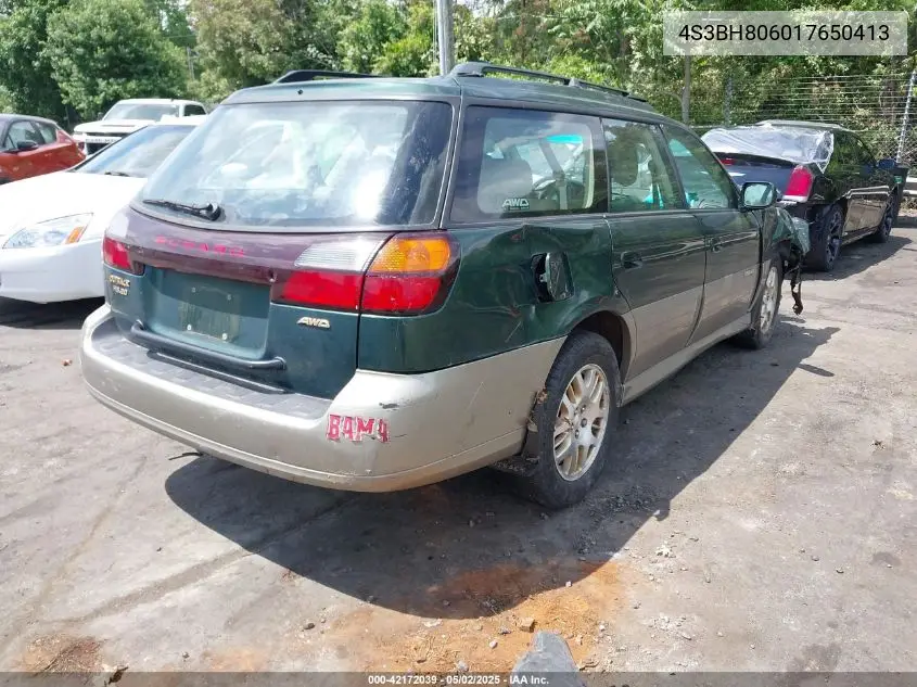 2001 Subaru Outback H6-3.0 VIN: 4S3BH806017650413 Lot: 42172039