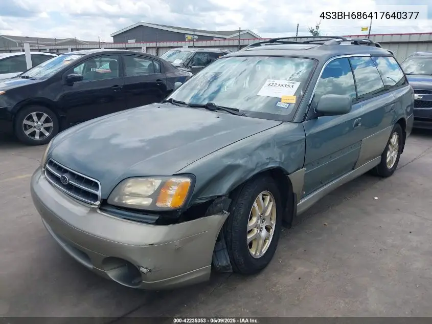 2001 Subaru Outback Limited VIN: 4S3BH686417640377 Lot: 42235353