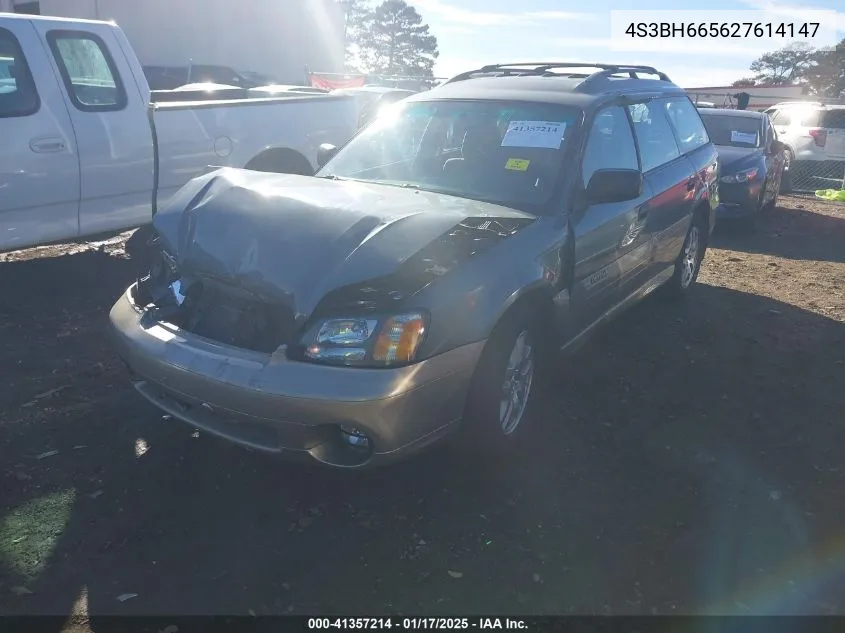 2002 Subaru Outback VIN: 4S3BH665627614147 Lot: 41357214