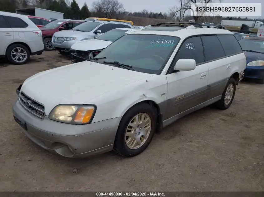 2002 Subaru Outback H6-3.0 Vdc VIN: 4S3BH896827655881 Lot: 41498930