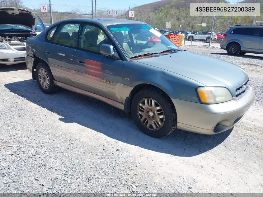 2002 Subaru Outback H6-3.0/H6-3.0 Vdc VIN: 4S3BE896827200389 Lot: 41993634
