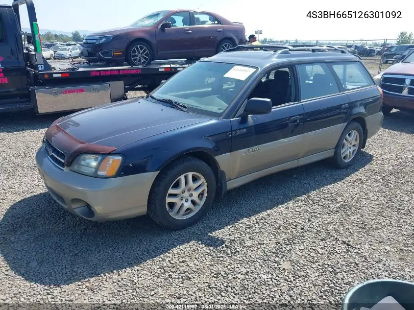 2002 Subaru Outback VIN: 4S3BH665126301092 Lot: 42115957