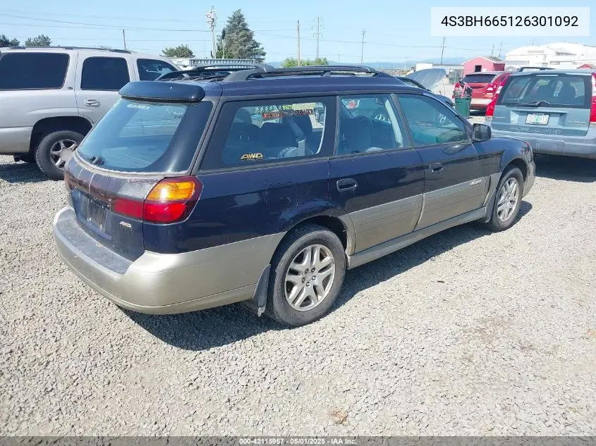 2002 Subaru Outback VIN: 4S3BH665126301092 Lot: 42115957