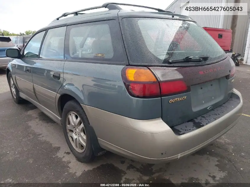 2002 Subaru Outback VIN: 4S3BH665427605043 Lot: 42122366