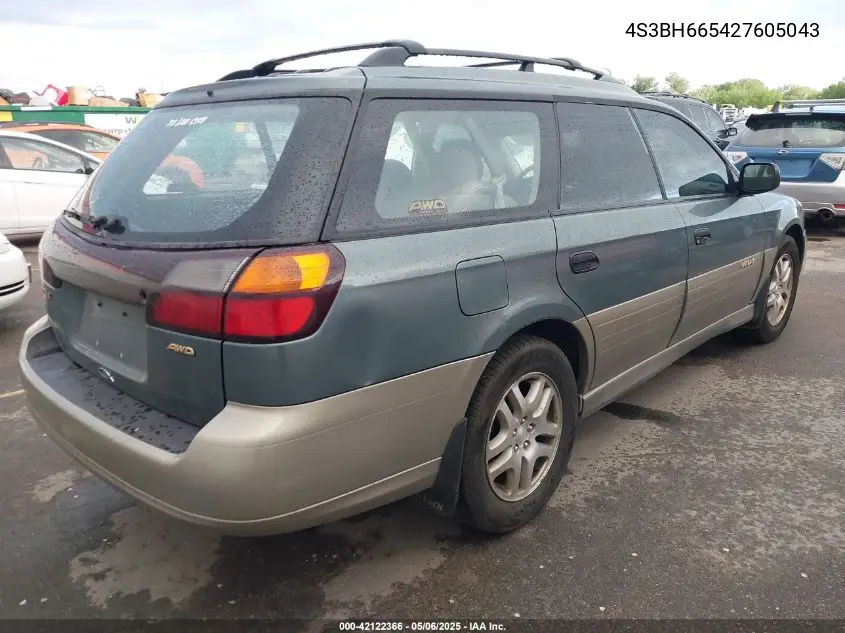 2002 Subaru Outback VIN: 4S3BH665427605043 Lot: 42122366