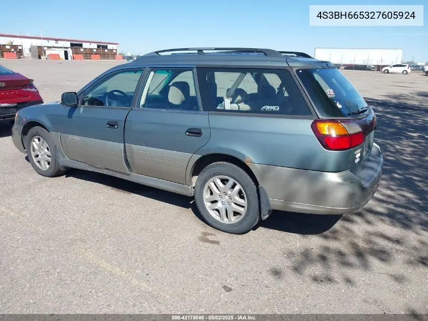 2002 Subaru Outback VIN: 4S3BH665327605924 Lot: 42175046