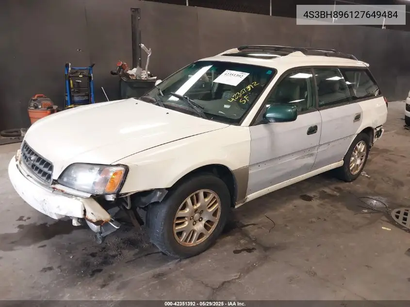 2002 Subaru Outback H6-3.0 Vdc VIN: 4S3BH896127649484 Lot: 42351392