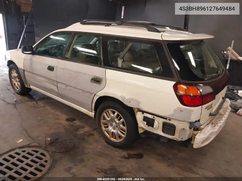 2002 Subaru Outback H6-3.0 Vdc VIN: 4S3BH896127649484 Lot: 42351392