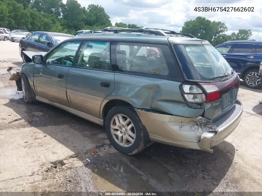 2002 Subaru Outback VIN: 4S3BH675427662602 Lot: 42354069