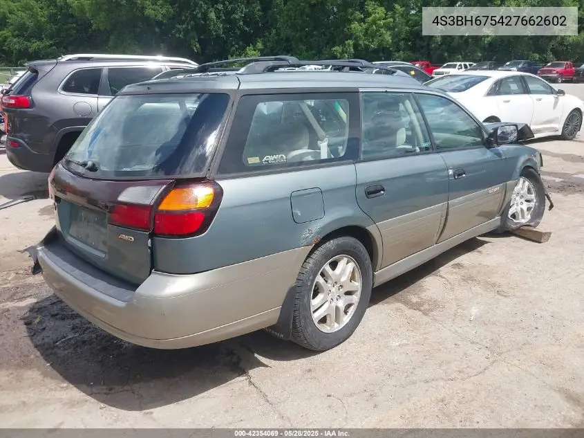 2002 Subaru Outback VIN: 4S3BH675427662602 Lot: 42354069