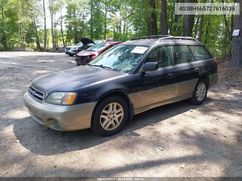 2002 Subaru Outback VIN: 4S3BH665727616036 Lot: 42389717