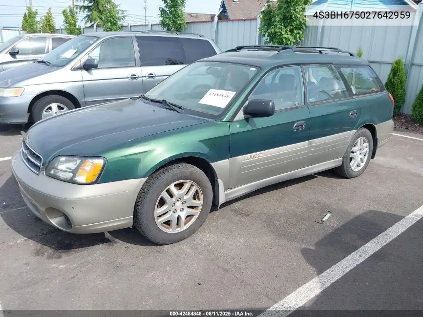 2002 Subaru Outback VIN: 4S3BH675027642959 Lot: 42484848