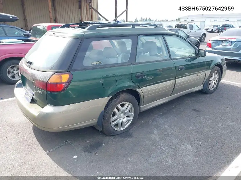 2002 Subaru Outback VIN: 4S3BH675027642959 Lot: 42484848