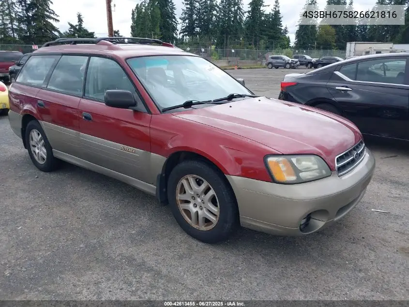 2002 Subaru Outback VIN: 4S3BH675826621816 Lot: 42613455