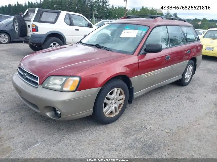 2002 Subaru Outback VIN: 4S3BH675826621816 Lot: 42613455