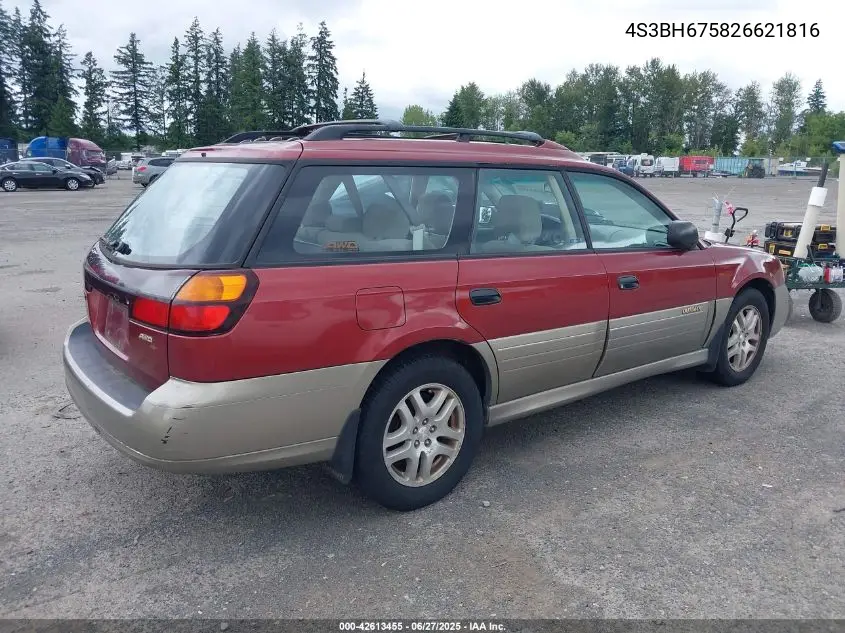 2002 Subaru Outback VIN: 4S3BH675826621816 Lot: 42613455