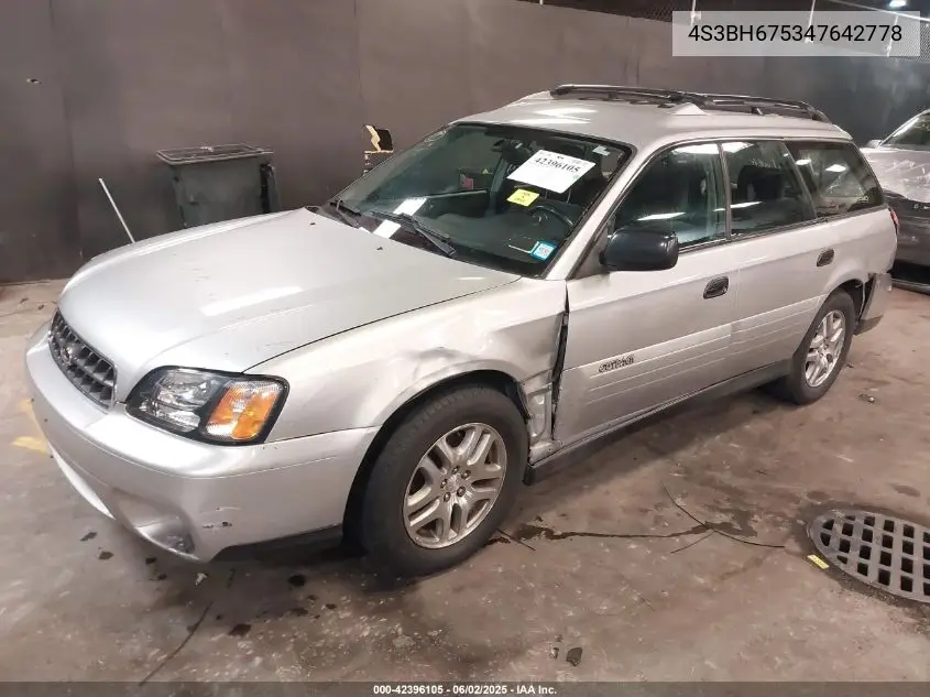 2004 Subaru Outback VIN: 4S3BH675347642778 Lot: 42396105