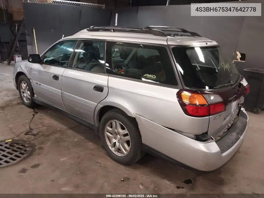 2004 Subaru Outback VIN: 4S3BH675347642778 Lot: 42396105