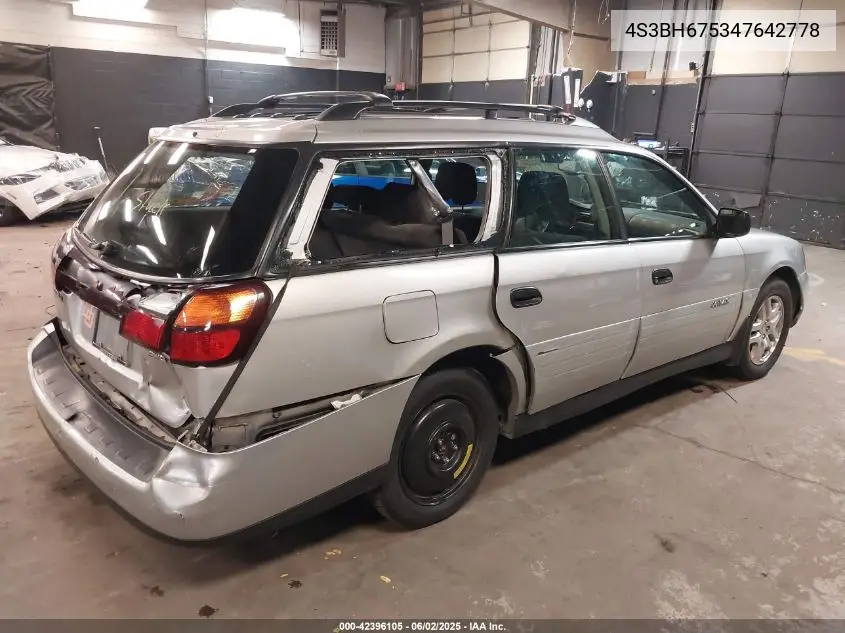 2004 Subaru Outback VIN: 4S3BH675347642778 Lot: 42396105