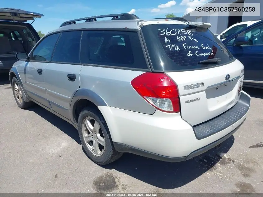 2005 Subaru Outback 2.5I VIN: 4S4BP61C357360258 Lot: 42196441