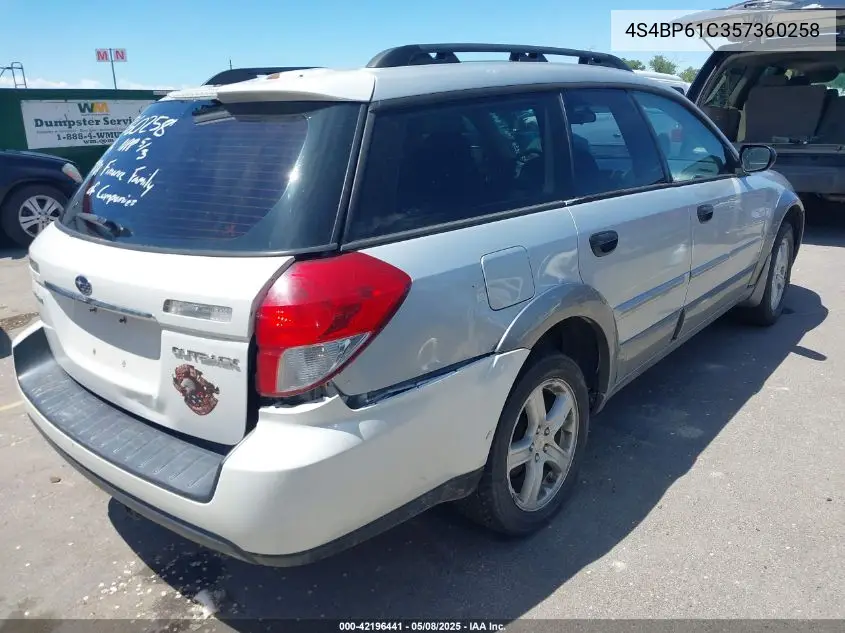 2005 Subaru Outback 2.5I VIN: 4S4BP61C357360258 Lot: 42196441