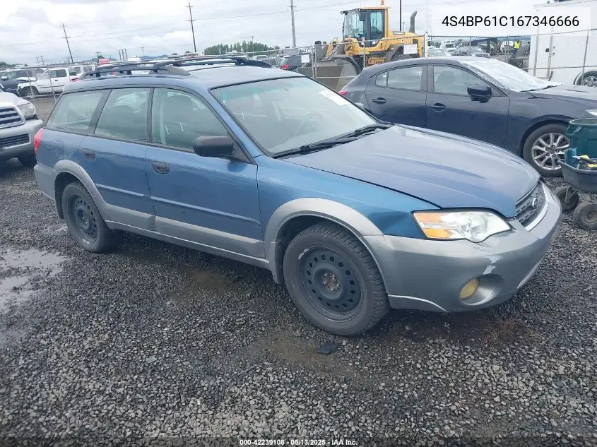 2006 Subaru Outback 2.5I VIN: 4S4BP61C167346666 Lot: 42239108
