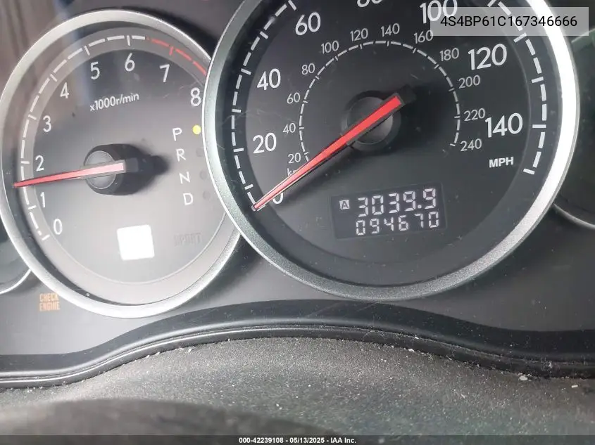2006 Subaru Outback 2.5I VIN: 4S4BP61C167346666 Lot: 42239108