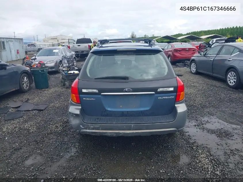 2006 Subaru Outback 2.5I VIN: 4S4BP61C167346666 Lot: 42239108