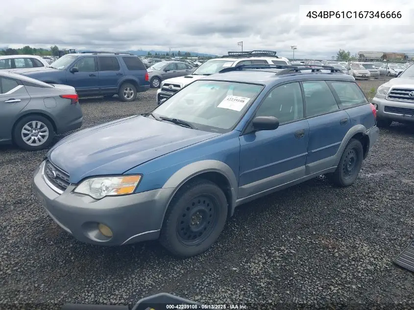 2006 Subaru Outback 2.5I VIN: 4S4BP61C167346666 Lot: 42239108