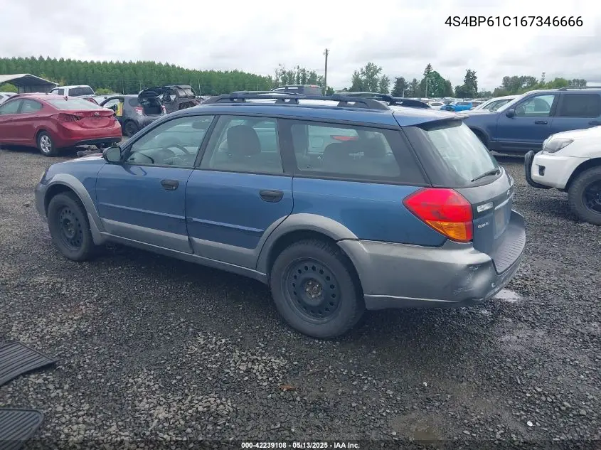 2006 Subaru Outback 2.5I VIN: 4S4BP61C167346666 Lot: 42239108