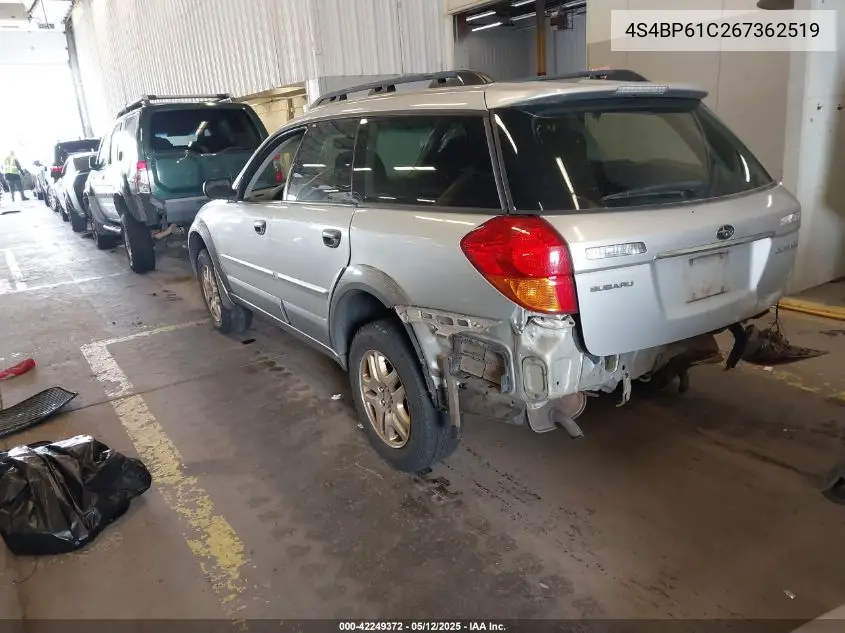 2006 Subaru Outback 2.5I VIN: 4S4BP61C267362519 Lot: 42249372