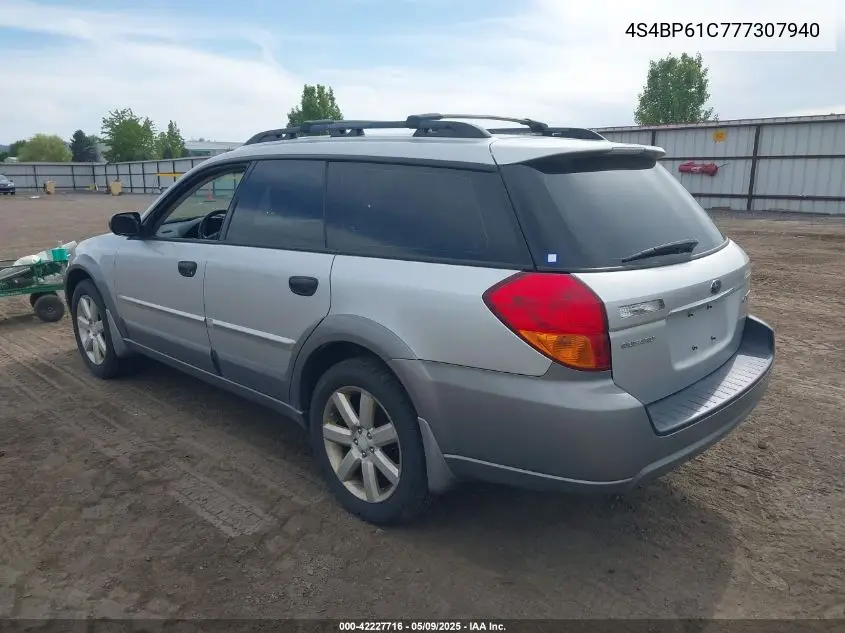 2007 Subaru Outback 2.5I VIN: 4S4BP61C777307940 Lot: 42227716