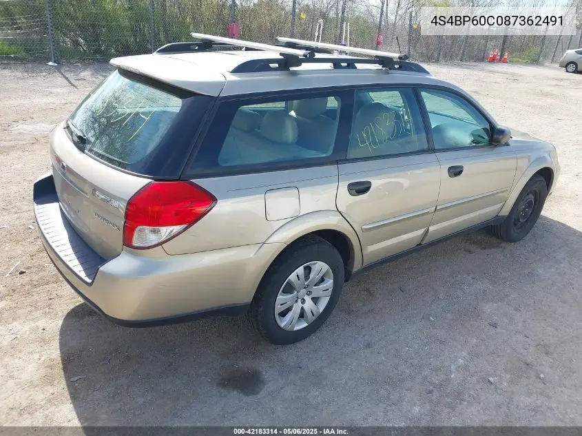 2008 Subaru Outback VIN: 4S4BP60C087362491 Lot: 42183314