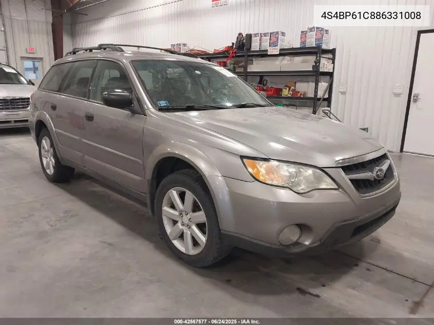 2008 Subaru Outback 2.5I VIN: 4S4BP61C886331008 Lot: 42567577